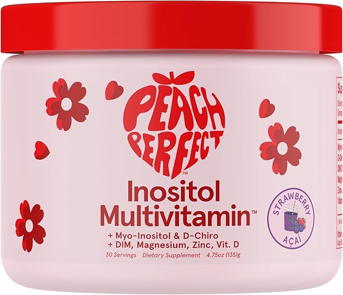 Inositol Powder Multivitamin, Strawberry Acai Flavor – 4g Myo & D-Chiro Inositol, DIM, Zinc, Magnesium Glycinate, Vitamin D3 – Supports Women’s Health, Cycle, Energy, 30 SVG