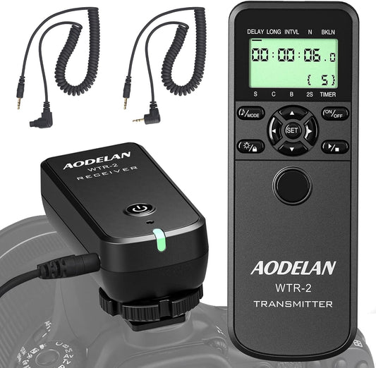 AODELAN Wireless Remote Control Shutter Release Timer intervalometer for Canon EOS RP, 90D, 80D, Rebel T6, SL2, 6D II, 5D IV, SX70 HS; Fujifilm GFX 50R, X-T3; Olympus OM-D E-M1 Mark II; Pentax K-1 II