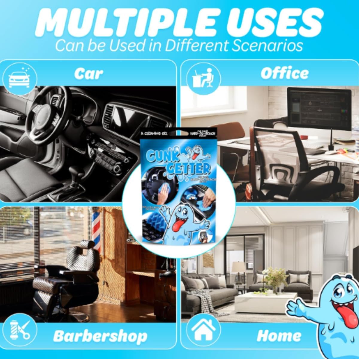 Cleaning Gel for Those Hard to Reach Places, Automotive Cup Holder Electronic Keyboard Office, Slime Gel Cleaner Dust Crumb Removal, 6 Pack