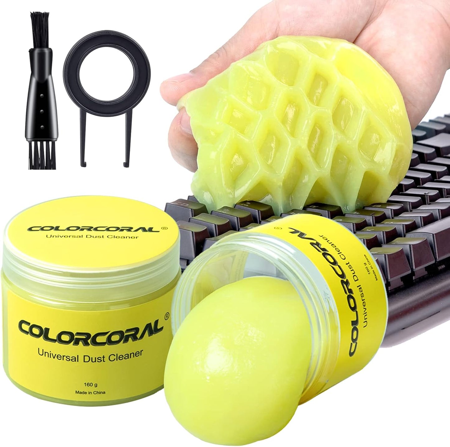 COLORCORAL 2Pack Keyboard Cleaning Gel Set Universal Dust Cleaner for PC Keyboard Cleaning Car Detailing Slime Laptop Dusting Home and Office Electronics Cleaning Kit Computer Cleaning Slime