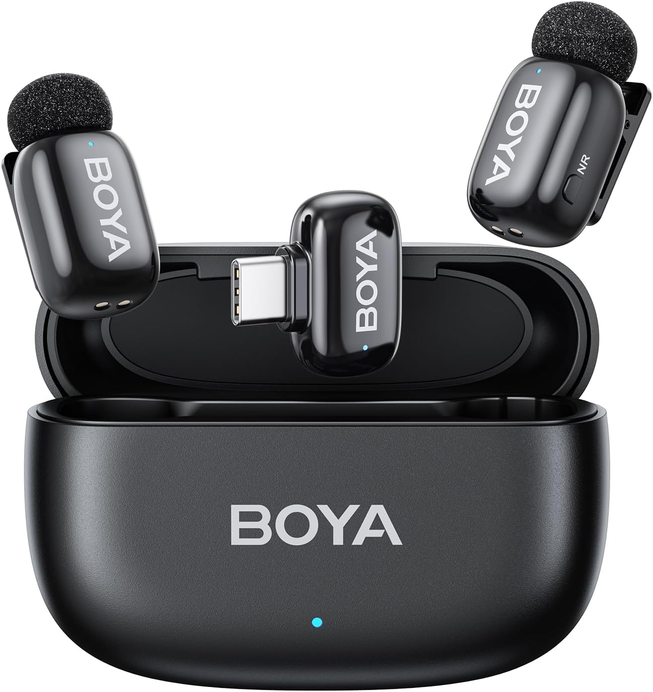 BOYA mini Wireless Lavalier Microphone for Android/Tablets/PC with USB C Plug,Noise Reduction,30H Battery Life with Charging Case,AI Voice Changer,Lapel Microphone Wireless for Video Recording Podcast