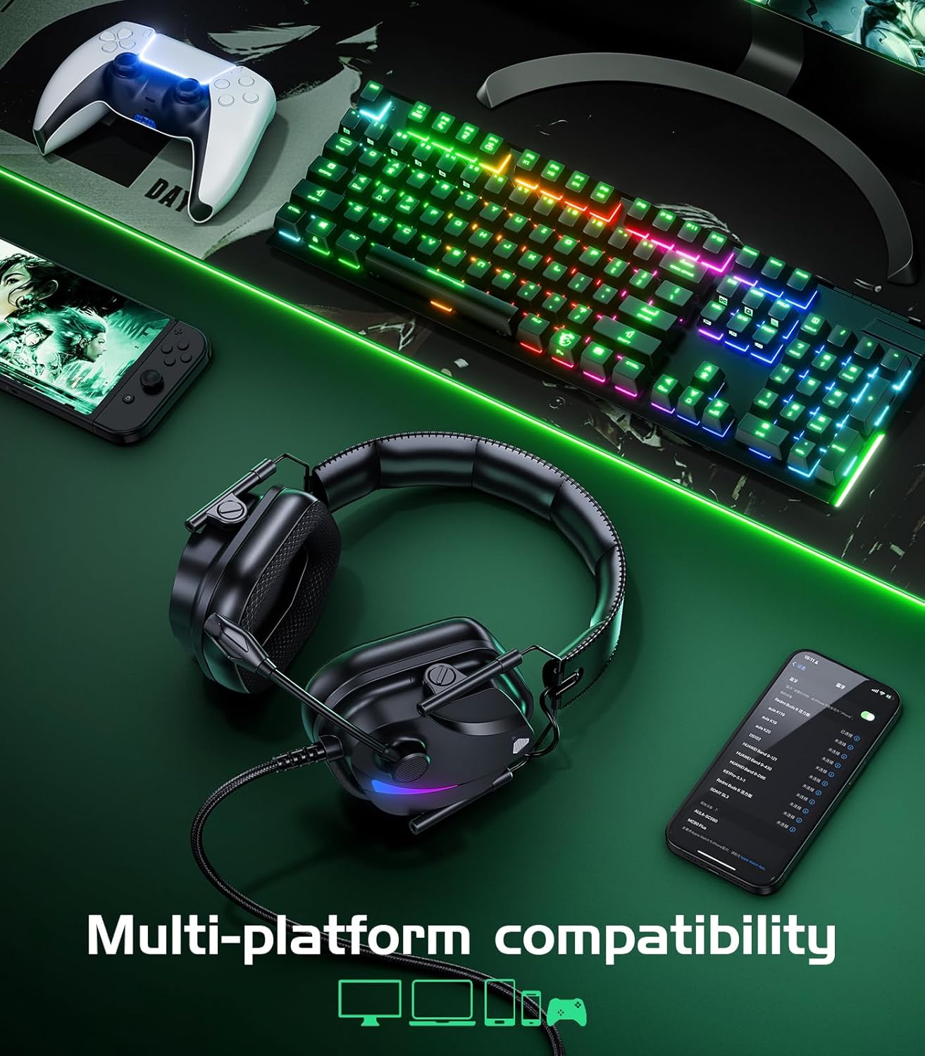 HW12 Gaming Headset for PC,PS5,PS4,Xbox One,Switch,Gaming Headphones with Microphone Wired Headset with 3.5mm Audio Jack(Black)