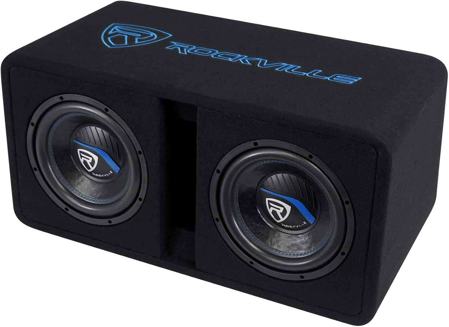 Rockville DV10K52 Dual 10" K5 2400w Car Subwoofers, Pre-Loaded Vented Sub Enclosure Box, 2 Ohm, 3/4" MDF, Cast Iron Basket, for Powerful Car Audio Bass