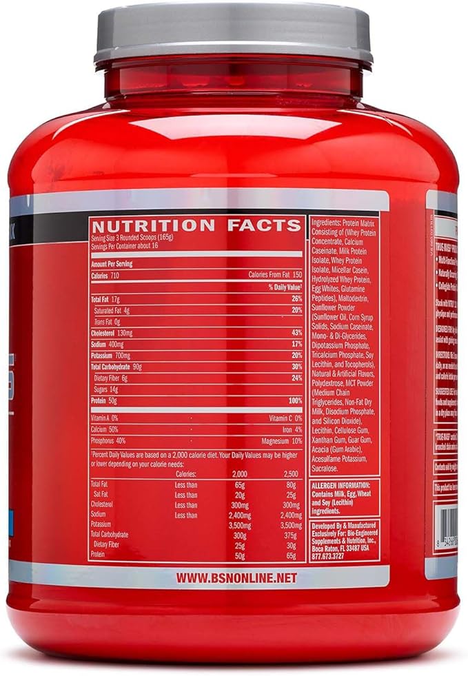 BSN TRUE-MASS Weight Gainer, Muscle Mass Gainer Protein Powder, Vanilla Ice Cream, 5.82 Pound