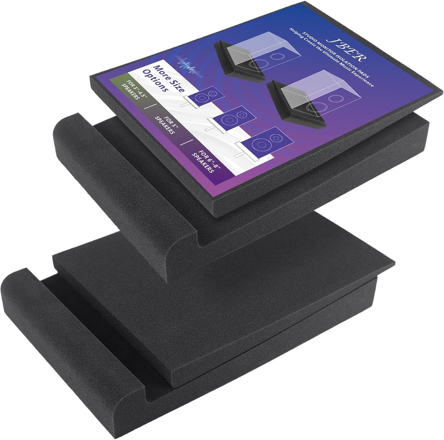 JBER 2 Pack Acoustic Isolation Pads, Studio Monitor Speaker Isolation Foam Pads, High Density Acoustic Foam Suitable for 6-8 Inch Speakers for Sound Improvement Prevent Vibrations (13 * 10.65 * 1.8")