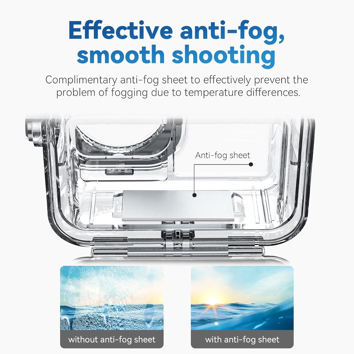 TELESIN Waterproof Case for DJI Action 5 Pro Action 4/3 Camera, with Anti-Fog Underwater Housing Shell Cage Supports 45M/148FT Deep Diving Scuba Snorkeling Swimming with Quick Release Screw