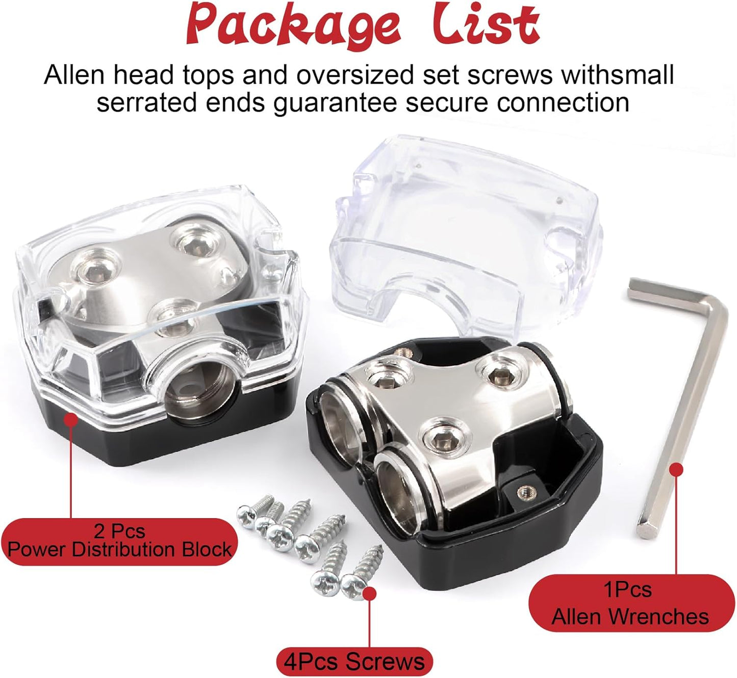 2 Way Power Distribution Block 1x 0 GA in 2X 0 GA Out Circuit Protector Distribution Connecting Blocks for Car Audio Splitter,2Pcs with Installation Kit