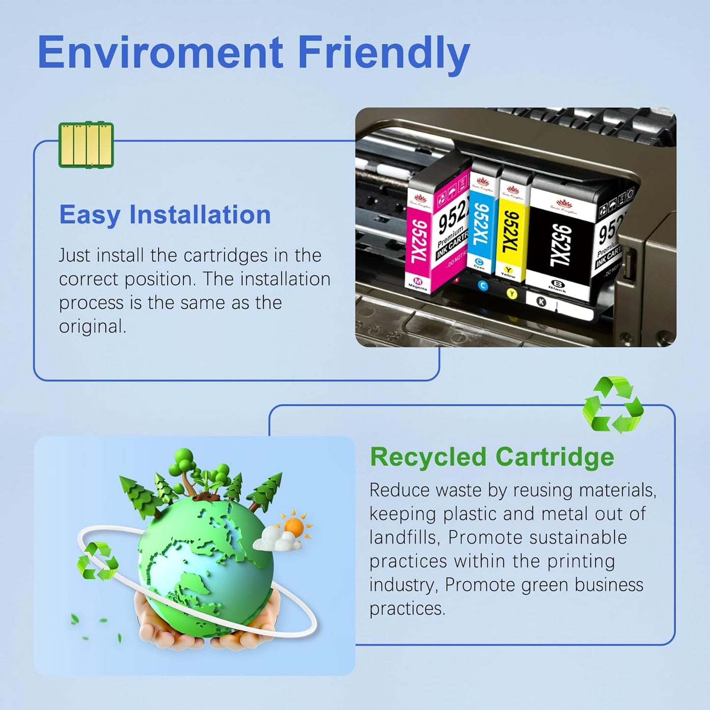 Toner Kingdom Ink Cartridges Remanufactured for HP 952 XL Ink Cartridge Combo Pack Work for HP OfficeJet 8702 OfficeJet Pro 7720 7740 8210 8710 8720 8730 8740 Series (4 Pack Black Cyan Yellow Magenta)