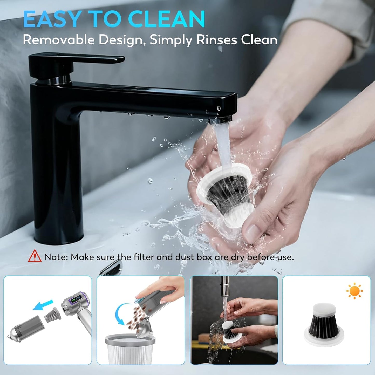 Car Vacuum Cleaner, 22000PA High Power Portable Handheld Car Vacuum & Air Duster, Mini Cordless Vacuum with LED Display, for Home, Office, Camping (Silver Purple)