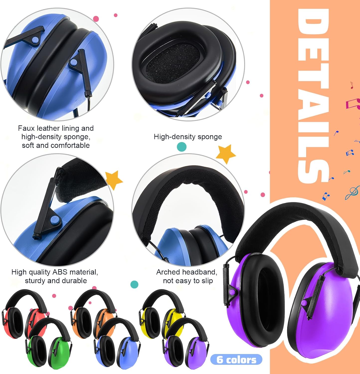 Amylove 12 Pcs Kids Ear Protection Noise Cancelling Headphones Ear Muffs Bulk 27db Adult Noise Reduction Hearing Earmuff(Universal Fit (kids & Adults),Classic Style,Rainbow Color)