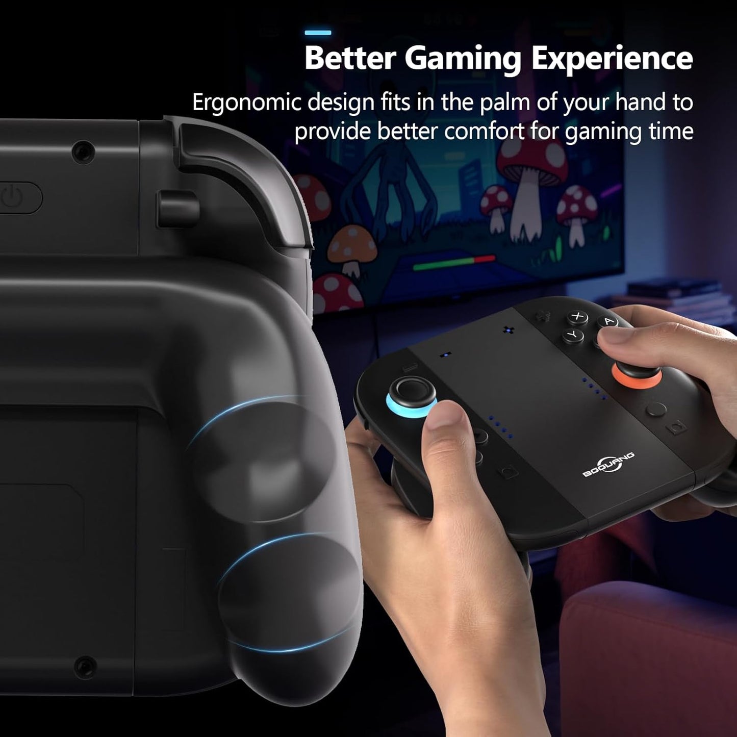 Switch 2 Joycon Charging Grip, Super Magnetic Charger Handle for Nintendo Switch 2 Joycons, Ergonomic Controller Grip for Playing While Charging, Switch 2 Accessories Black (USB Charging Black)