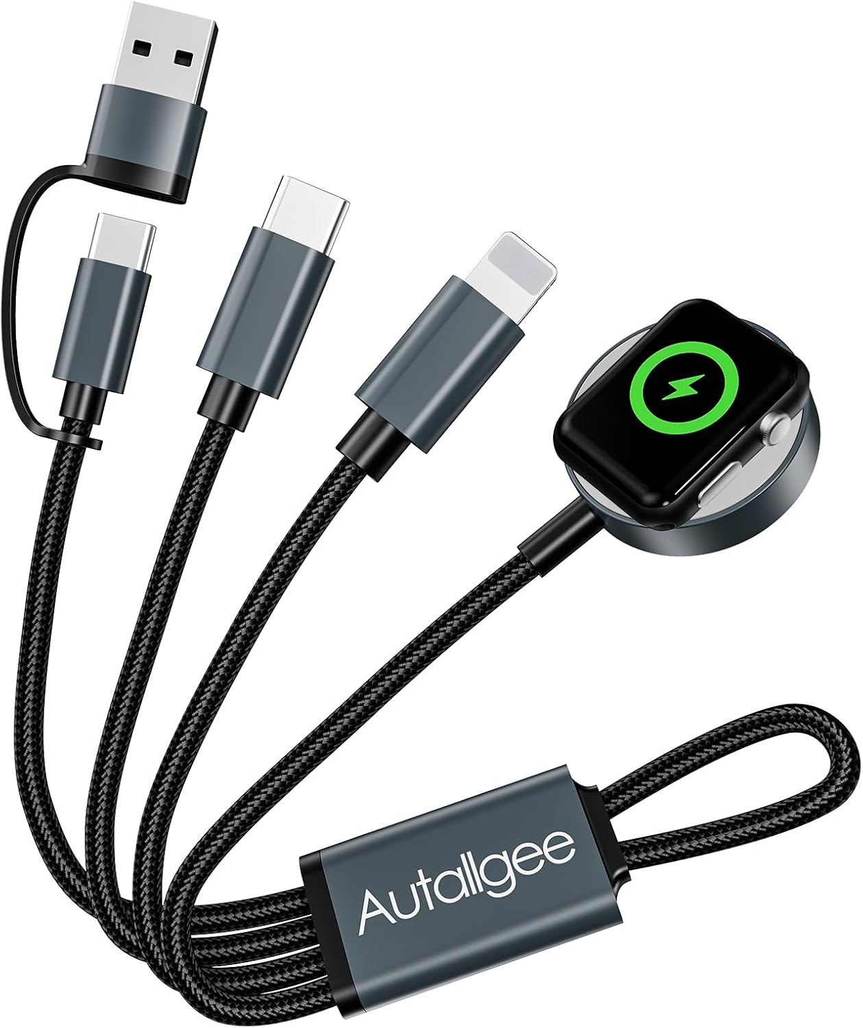 Short 8inch 3 in 2 Multi Charging Cable for Apple Watch Charger USB C iWatch Charger Fast Charging Cable Compatible with iWatch Ultra/SE/10/9/8/7/6/5/4/3/2/1 iPhone 16/15/14/13/Galaxy S23