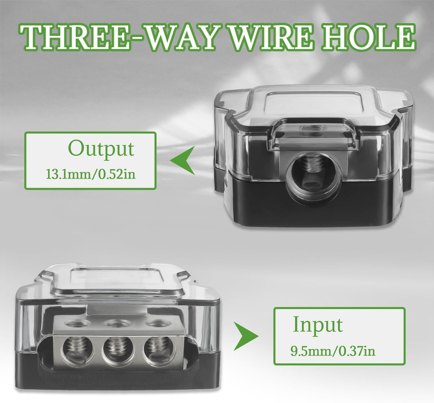 BOJACK 3 Way Power Distribution Connecting Block 1x0/2/4 Gauge Input 3x4/8 Gauge Output Power Distribution Block for Car Amplifier Audio Splitter