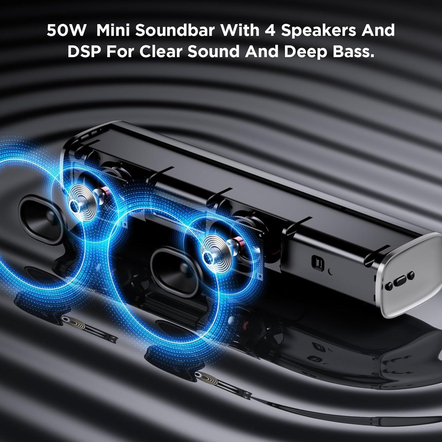 MZEIBO TV Sound Bar, Sound Bars for Smart TV Bluetooth 5.0 Soundbar 50W 17Inch Soundbars with ARC/Optical/AUX Connection Surround for Home Theater Audio