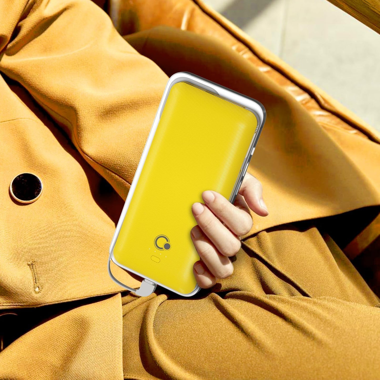 Q 10000mAh Power Bank, Slim Portable Charger,4 Output External Battery Pack with Built-in AC Wall Plug Micro USB C 3 Cables Compatible with iPhone Samsung Android Phone Tablet and More