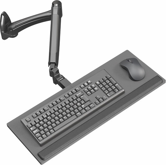 VIVO Sit-Stand 24 Inch Pneumatic Spring Keyboard and Mouse Tray Wall Mount, Counterbalance Height Adjustable Typing Platform, Ergonomic Tilt, Black, MOUNT-KB35B
