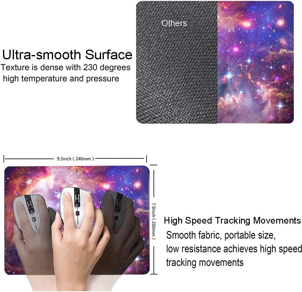 Bright Star Galaxy Mouse Pad - Space Gaming Mat, Non-Slip Waterproof Square, 9.5x7.9x0.12 Inch