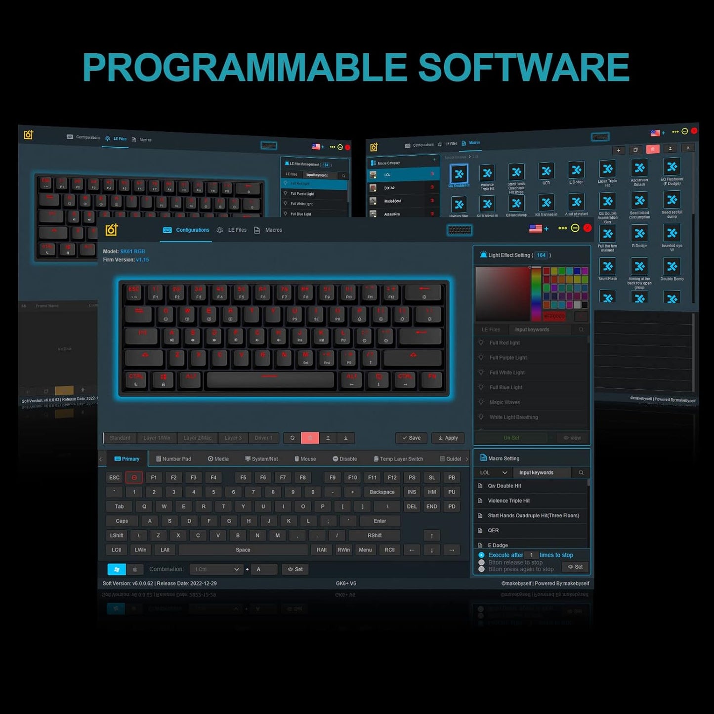 EPOMAKER SKYLOONG GK61 SK61 61 Keys Hot Swappable 60% Mechanical Keyboard with RGB Backlit, Doubleshot ABS Keycaps, Dustproof for Win/Mac/Gamers（Gateron Optical Red, White