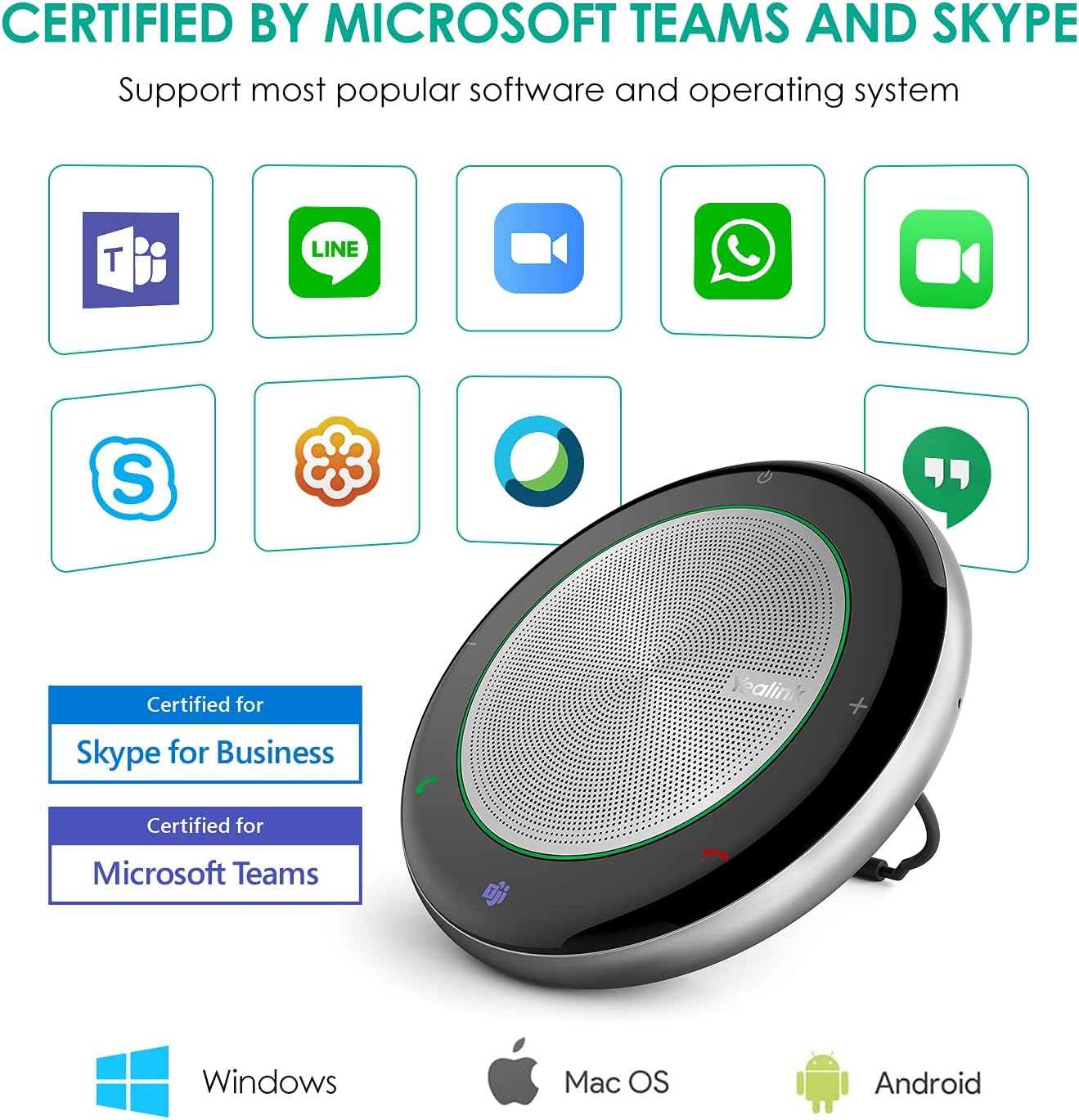 Yealink Teams Certified Speakerphone Wireless Bluetooth Speaker with Full Duplex Microphone for Conference Meeting CP700 Noise Reduction Home Office 360° Voice Pickup