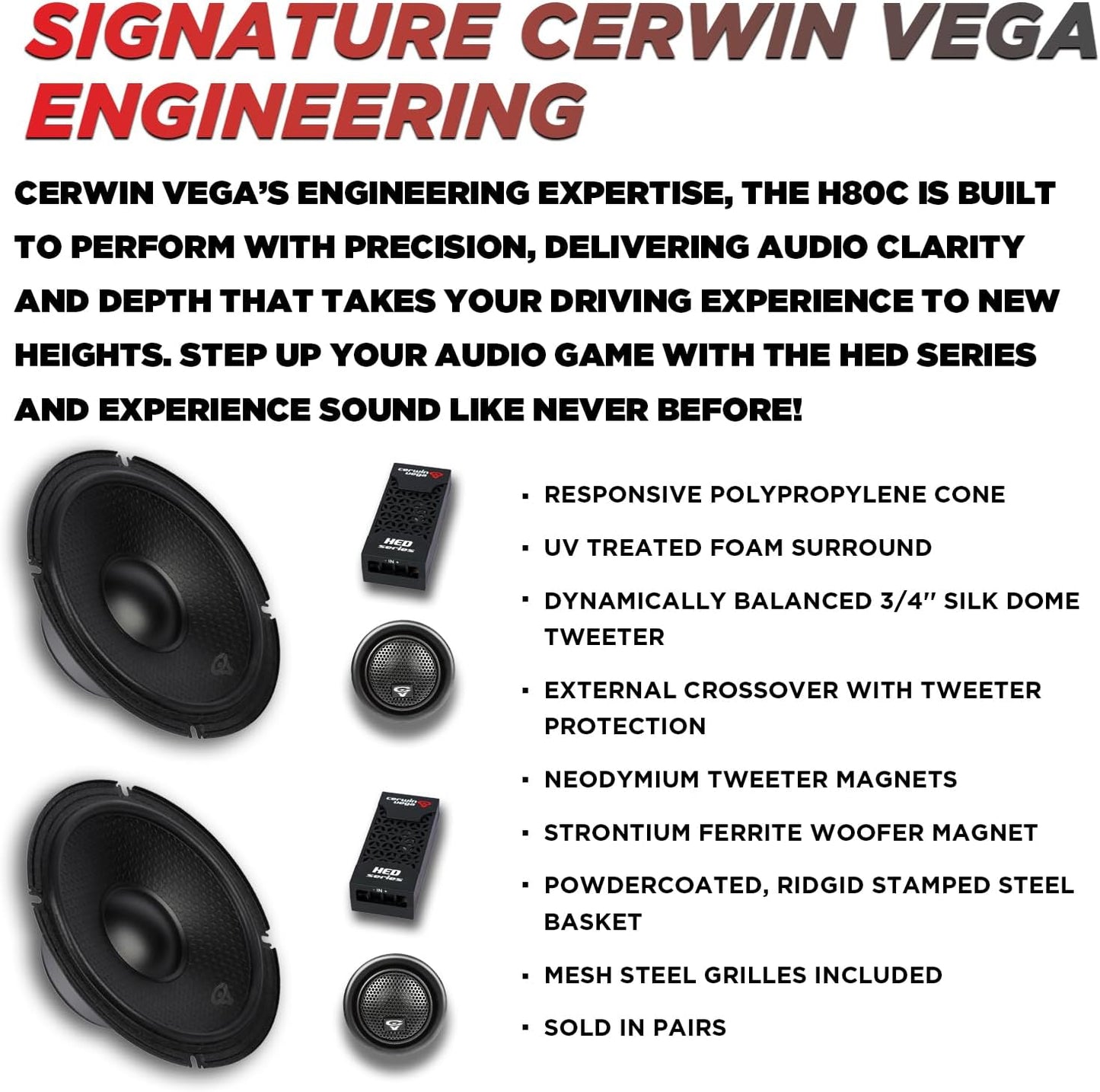 CERWIN-VEGA! HED 2025 Edition-8” Component Full Range Speaker System - H80C