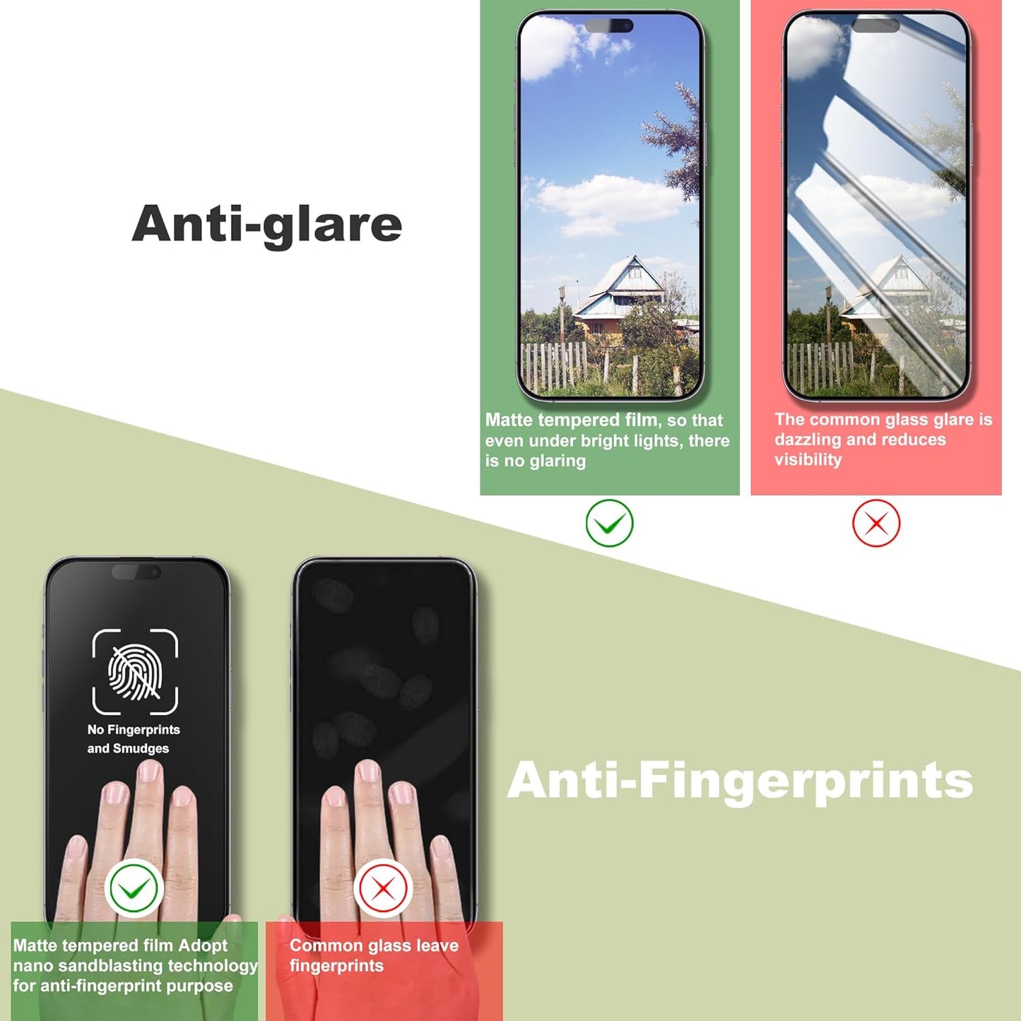 (2-Pack Anti Blue Light Matte Screen Protector for iPhone 16 Pro Max (6.9-Inch),9H Tempered Glass,Anti-Glare,Full Coverage,Anti-Fingerprint,Auto Dust Removal,Bubble-Free