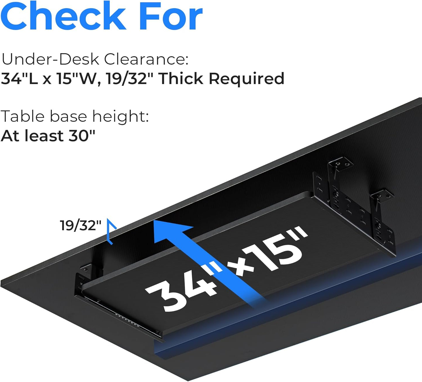 EUREKA ERGONOMIC Adjustable Keyboard Tray Under Desk, 28x11 Inch Large Slide Out Keyboard & Mouse Platform Tray, Wooden Pull Out Computer Keyboard Drawer for Typing Home Office Desk, Black