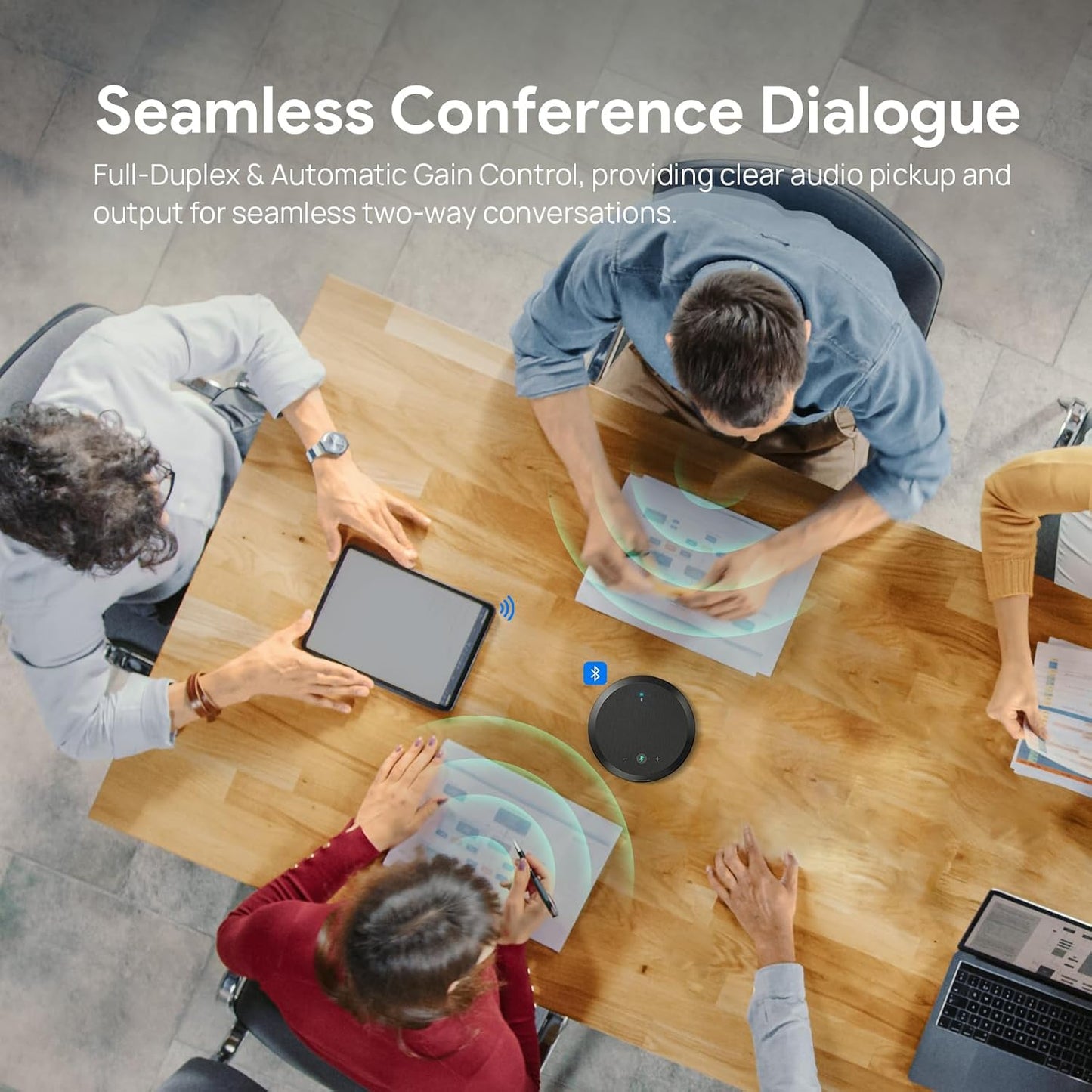 Yealink CP50 Conference Call Speaker and Microphone with Ai Noise Cancellation, Speakerphone for Teams Room, 8 360° Omnidirectional Mics, Bluetooth, USB-C, Daisy Chain, 19.69ft Pickup Telephon