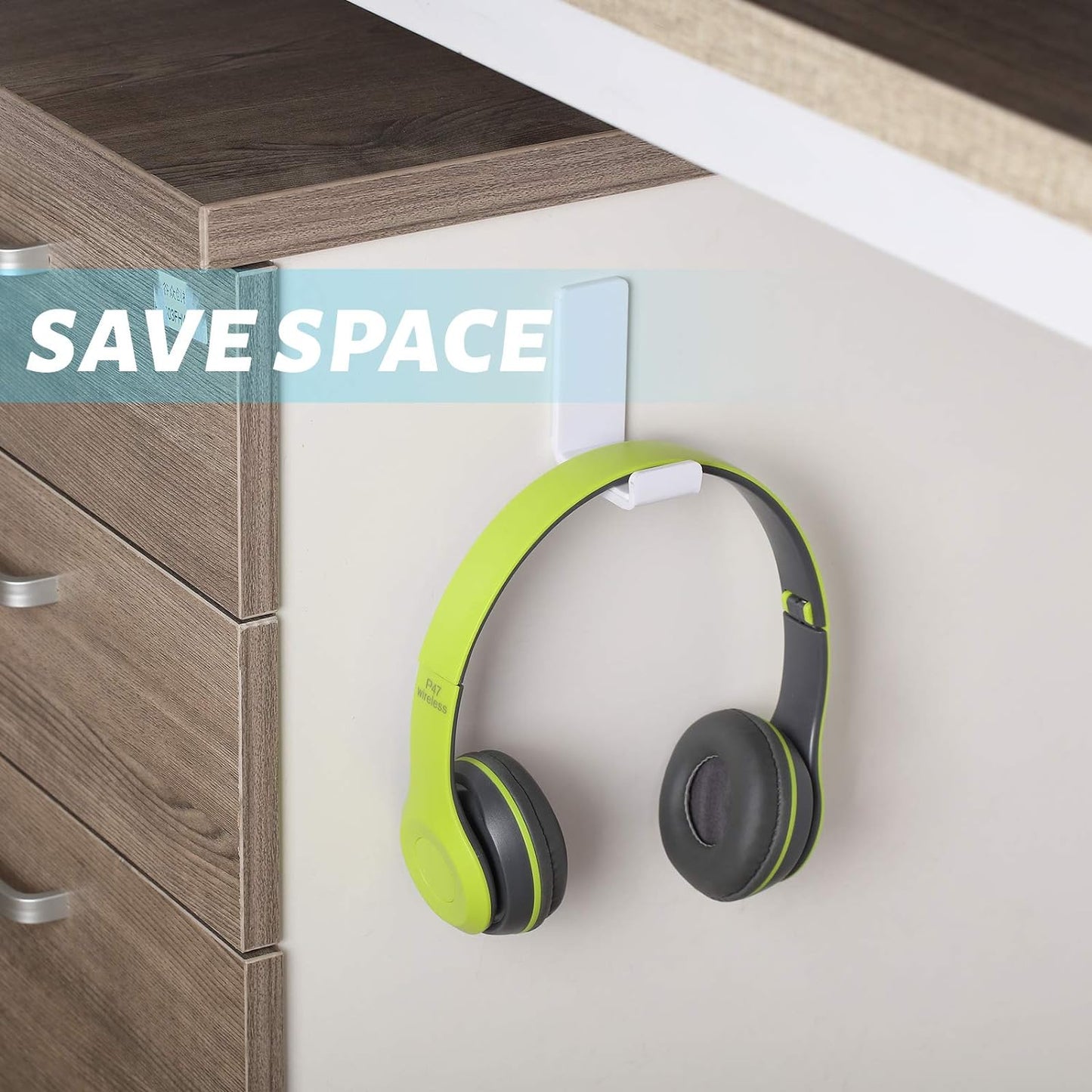 Weewooday 4 Pieces Headphone Hanger Holder Desk Adhesive Headphone Hook Wall Mount Headset Stand Acrylic Holder with Glues for General Purpose Game Earphone(White)