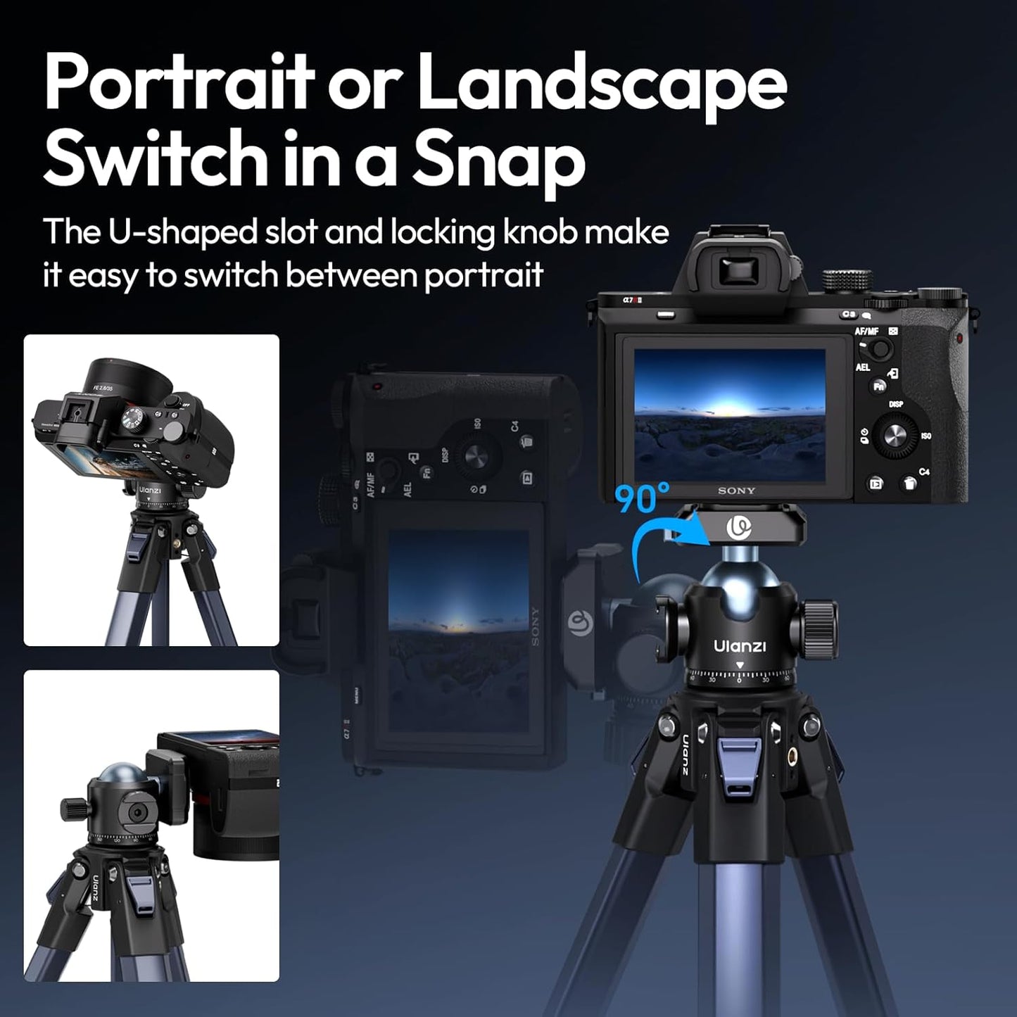 Ulanzi T100 Ball Head, Tripod Ball Head Mount 1/4 & 3/8 inch with Uka Quick Release Plate & Cold Shoe, 360° Rotating Panoramic Ball Head for DSLR Camera,Tripod,Monopod,Slider,Camcorder, 13lbs/6kg Load