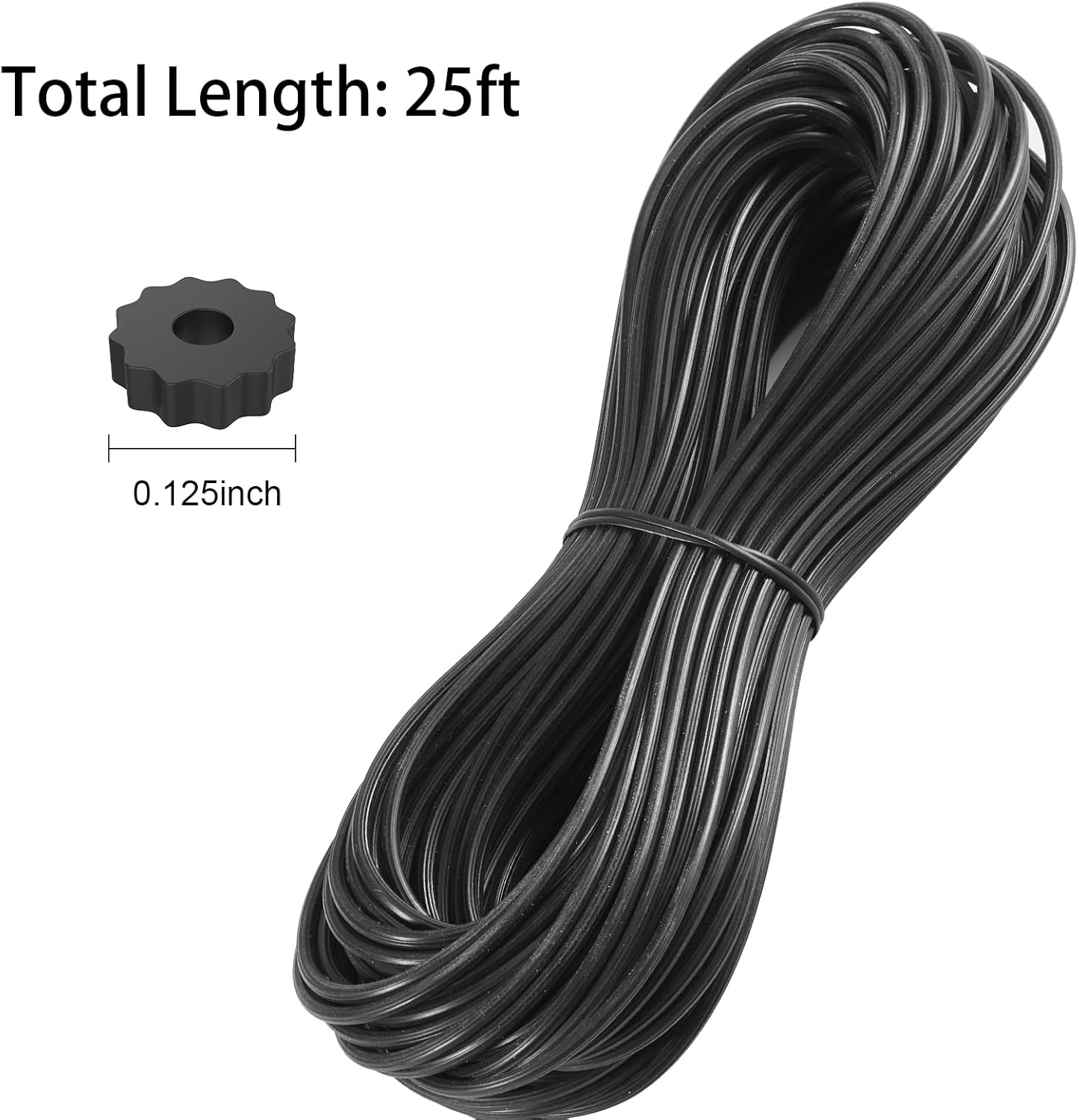 FLYZZZ Screen Spline 0.125" x 25' Spline for Window Screen Door Repair, Round，Black，Suitable for Regular Groove Width 0.122''-0.133''