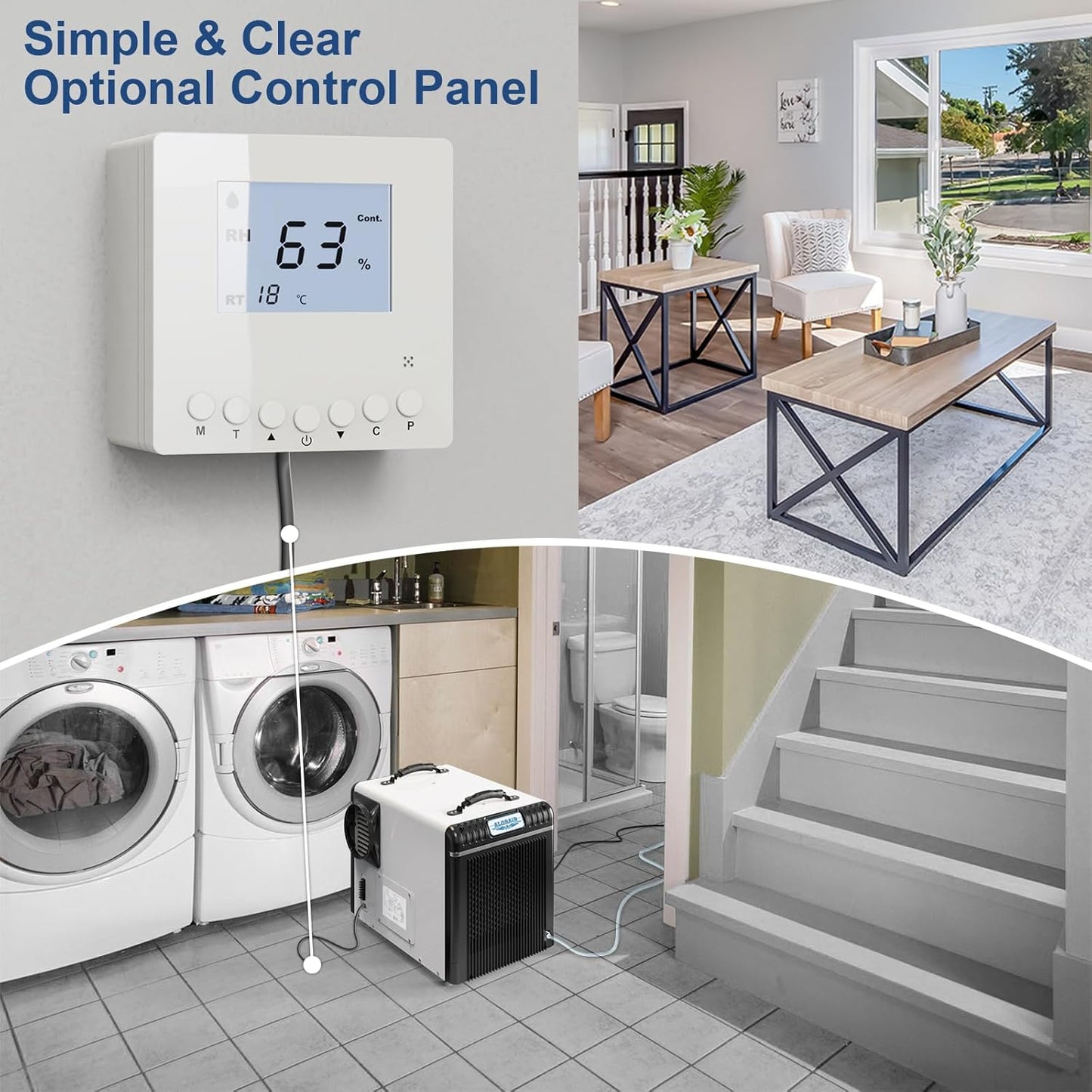 ALORAIR Basement/Crawlspace Dehumidifiers 198 PPD (Saturation), 90 Pints (AHAM), 5 Years Limited Warranty, Condensate Pump, Auto Defrosting, Rare Earth Alloy Tube Evaporator, Remote Control (optional)