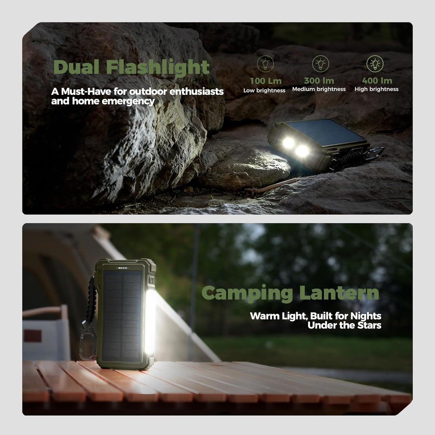 BLAVOR Solar Power Bank 20000mAh/74000mWh Built-in Cables, Wireless Charger for Apple Watch, 20W Fast Charging Battery Pack with USB C, Flashlight, Solar Charger for iPhone, iPad, iWatch, Samsung