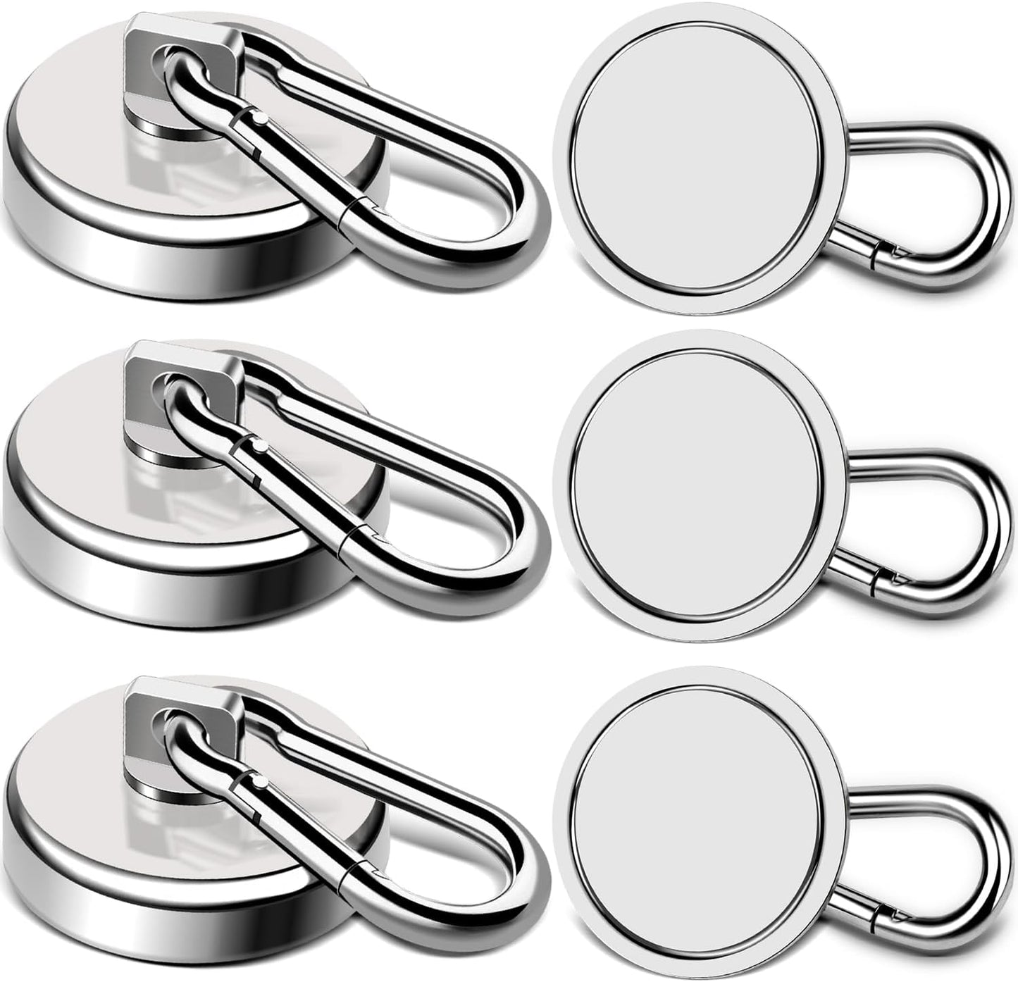 LOVIMAG Magnetic Hooks Heavy Duty, 150LBS Super Strong Magnet Hooks Magnetic Hook Cruise, Neodymium Magnets with Swivel Carabiner Hook for Hanging, Kitchen, Cruise Cabins, Grill, Tool Room-6 Pack