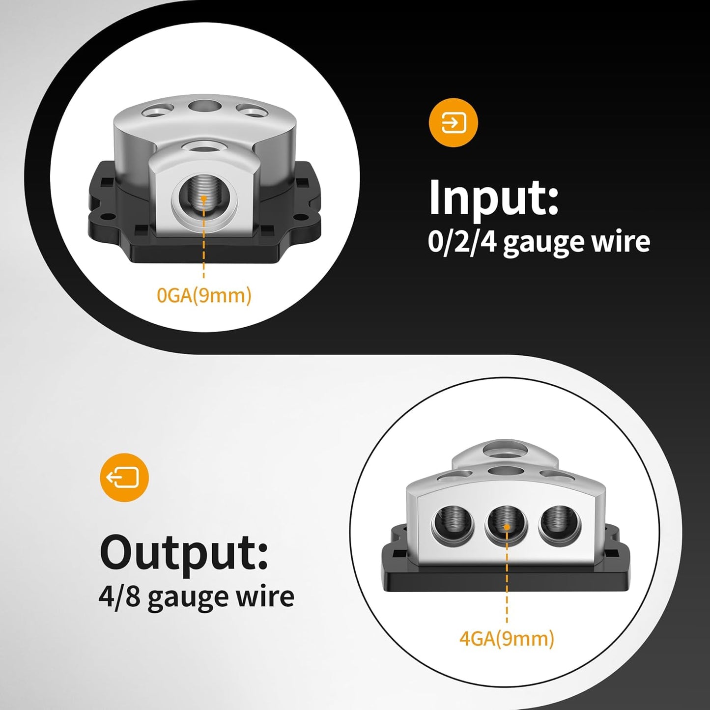 3 Way Power Distribution Block Car Audio Splitter 1 x 0 Gauge in / 3 x 4 Gauge Out Ground Distribution Block Amp for Automotive Car Boat 2 Pack