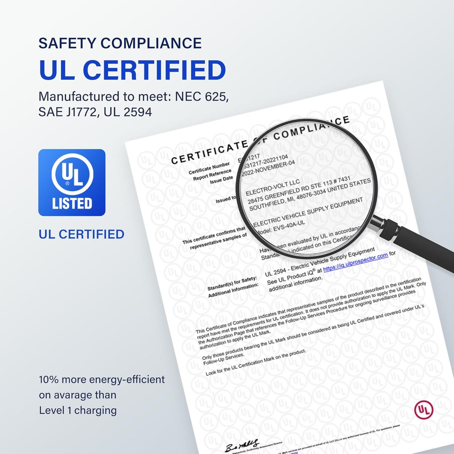 Level 2 EV Charger - 10 KW, Adjustable 40Amp, 240V, NEMA 14-50 Plug, IP65 Indoor/Outdoor Electric Car Wall Charging Station- FCC Certified EV Charger Level 2 & 18-Ft Premium Cable & Smart APP Control