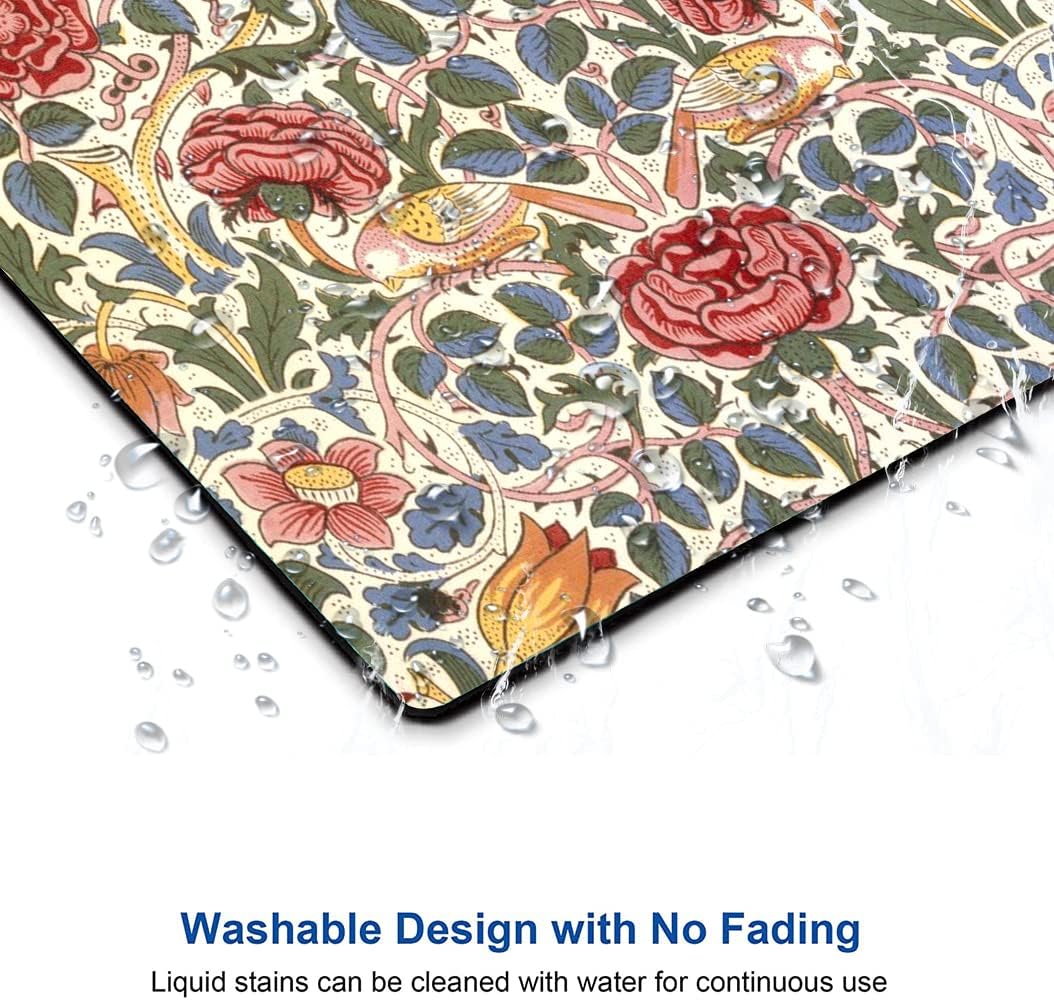 Mouse Pad, Floral Mouse Pad, Square Mouse Mat Waterproof Mousepad Non-Slip Rubber Base Mouse Pads for Office Laptop, William Morris Flowers