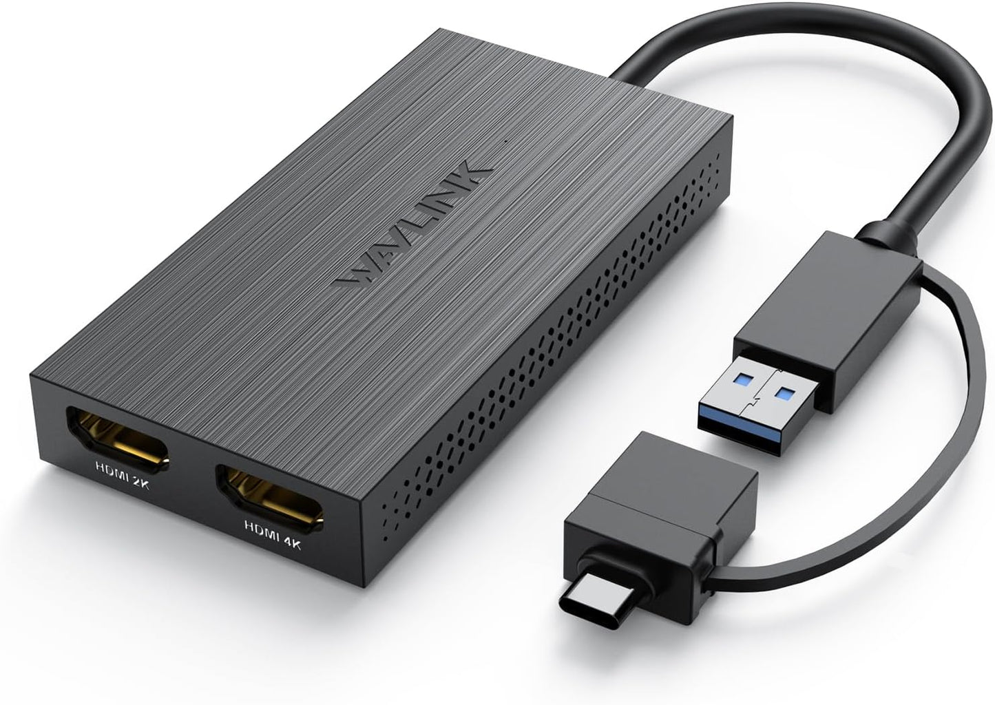 WAVLINK USB 3.0 or USB C to HDMI Adapter, HDMI Splitter for Dual Monitors, Universal Video Graphics for Thunderbolt 3/4, USB 4, Windows, Mac OS