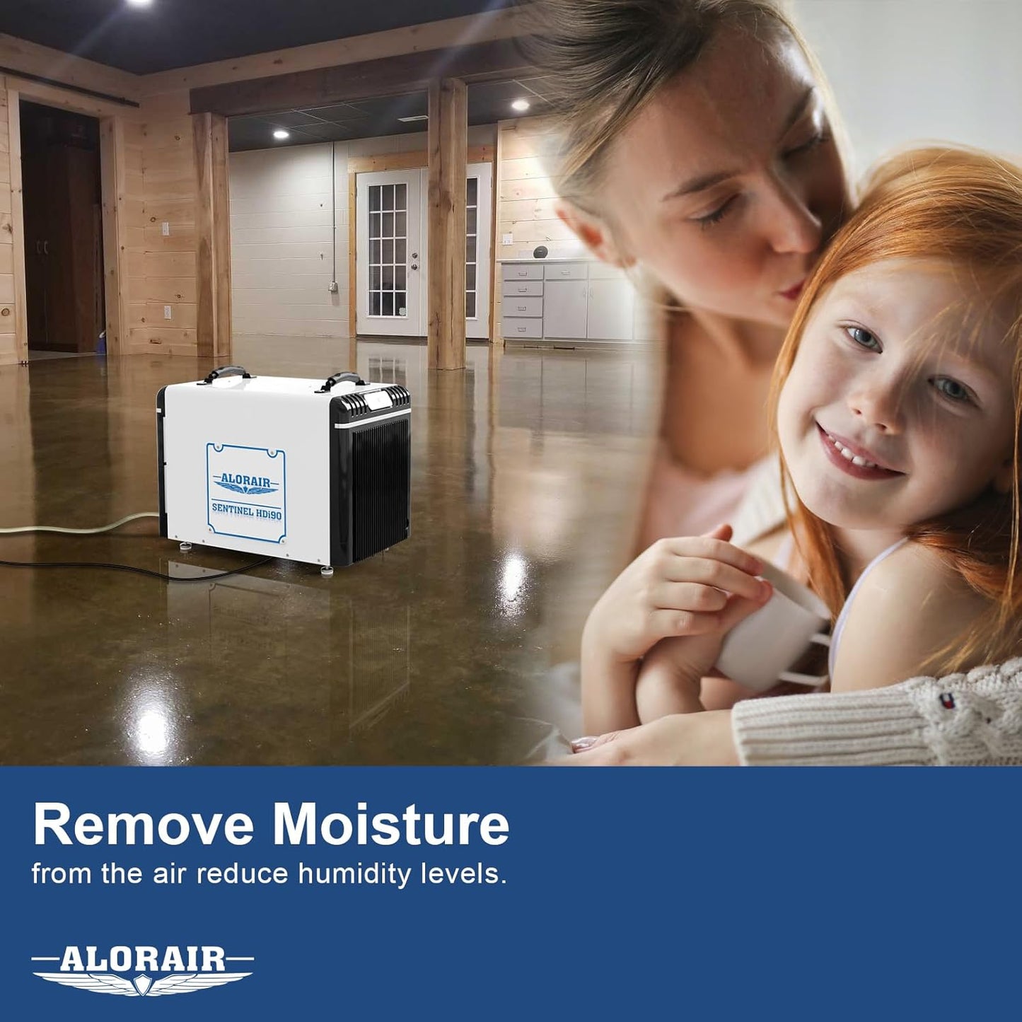 ALORAIR Basement/Crawlspace Dehumidifiers 198 PPD (Saturation), 90 Pints (AHAM), 5 Years Limited Warranty, Condensate Pump, Auto Defrosting, Rare Earth Alloy Tube Evaporator, Remote Control (optional)