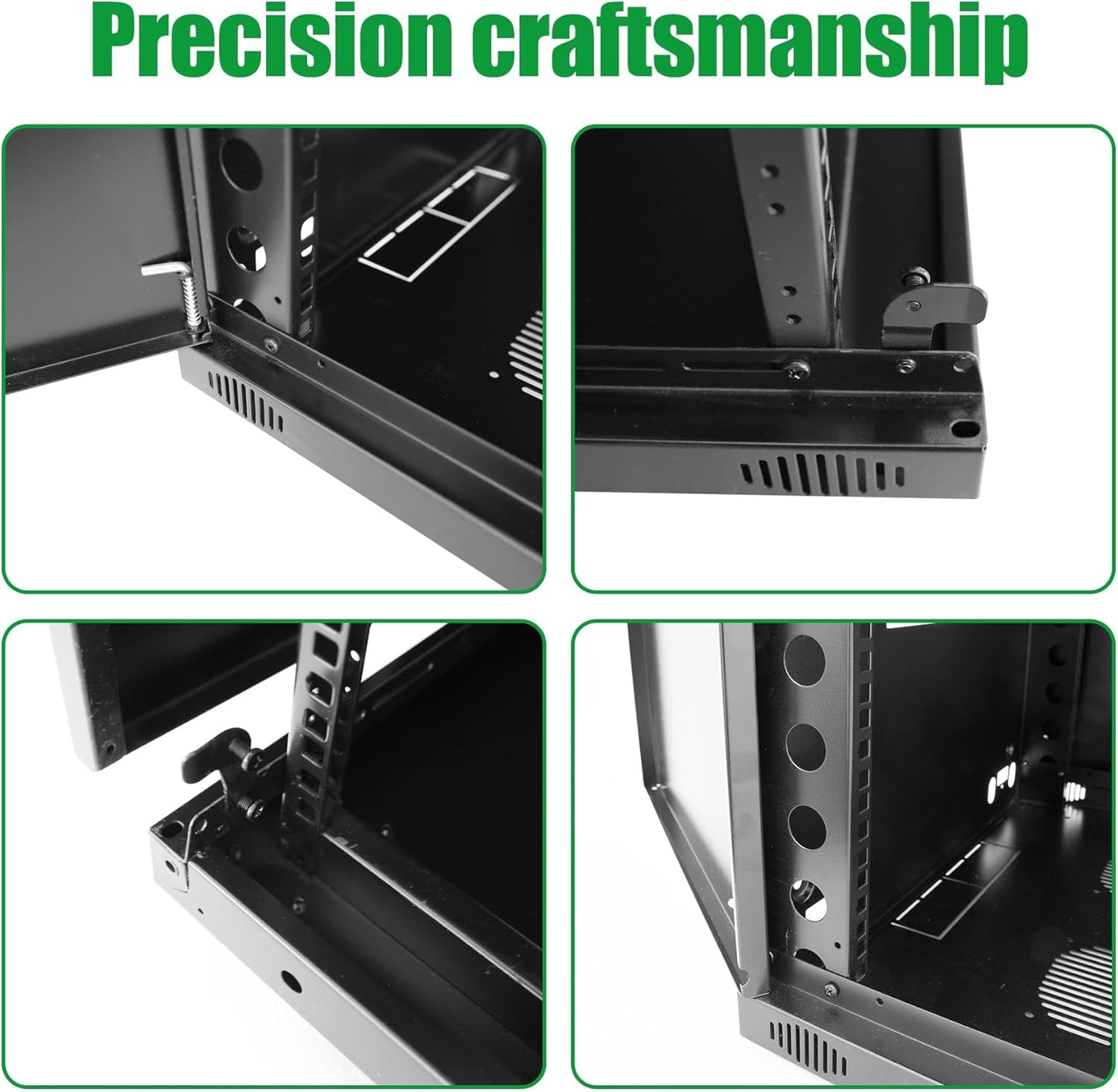 6U Server Cabinet Wall Mount Rack Enclosure with 2 Server Fans Locking Glass Door Removable Side Panels 19in Network Cabinet 13" Installation Depth for Computer/Audio Video/Data Equipment(13INCH, 6U)