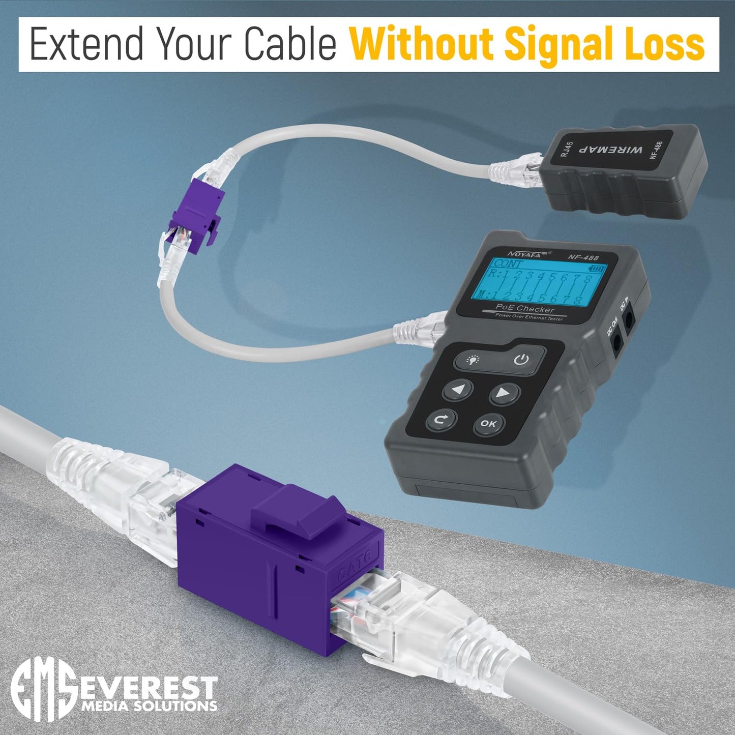 Everest RJ45 CAT6 Keystone Coupler in Purple (48-Pack) - Purple Ethernet Jacks