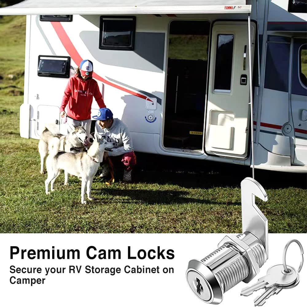 Cabinet Cam Locks Keyed Alike, 1-1/8'' Fits on 7/8'' Max Door Thickness, Secure File Drawer Mailbox RV Storage Replacement Set, Zinc Alloy (1-1/8 Inch 2Pcs)