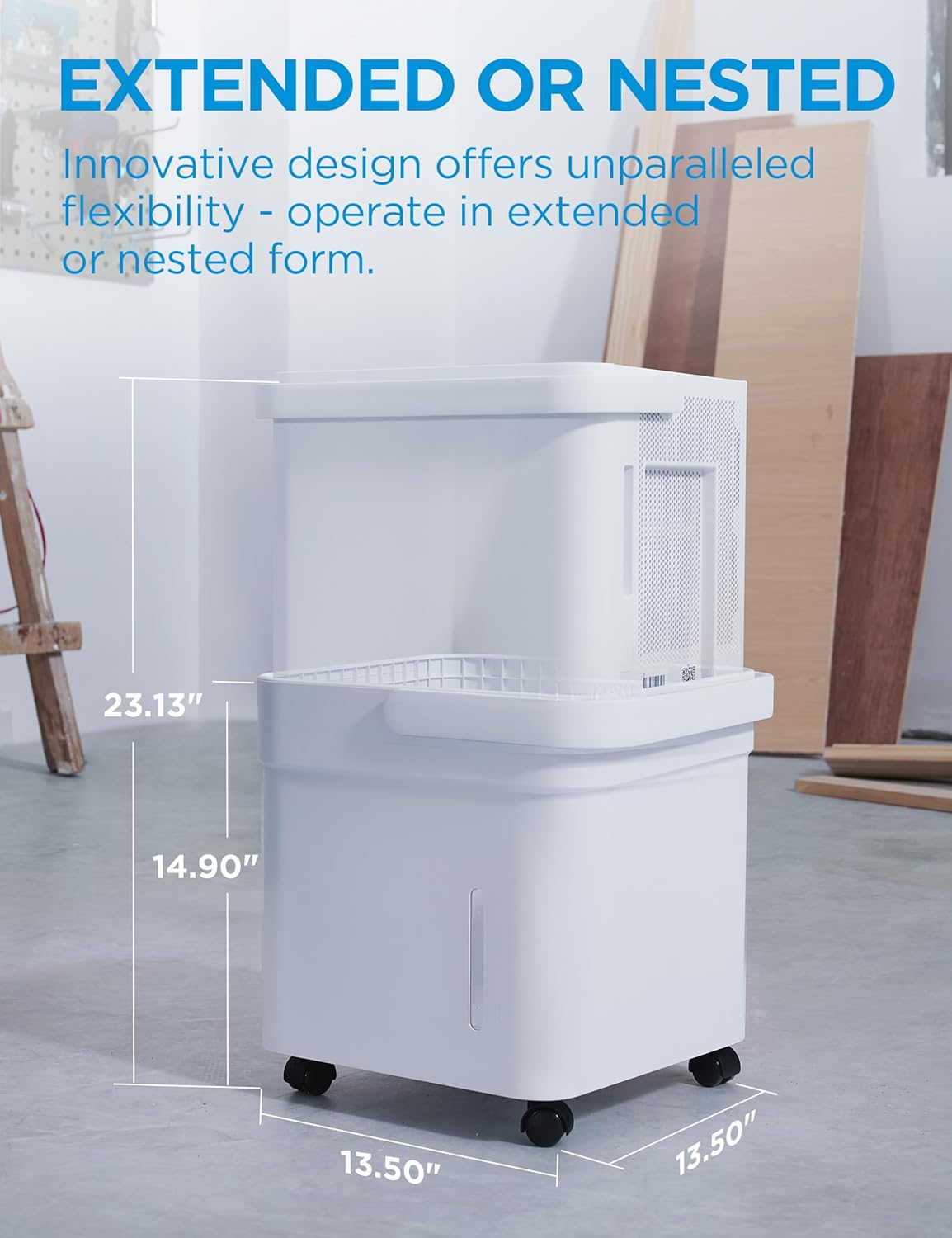 Midea Cube 20 Pint Dehumidifier for Basement, Up to 1,500 Sq. Ft. dehumidifier with drain hose, ENERGY STAR Certificated, Smart Control, Compatible with Alexa, White