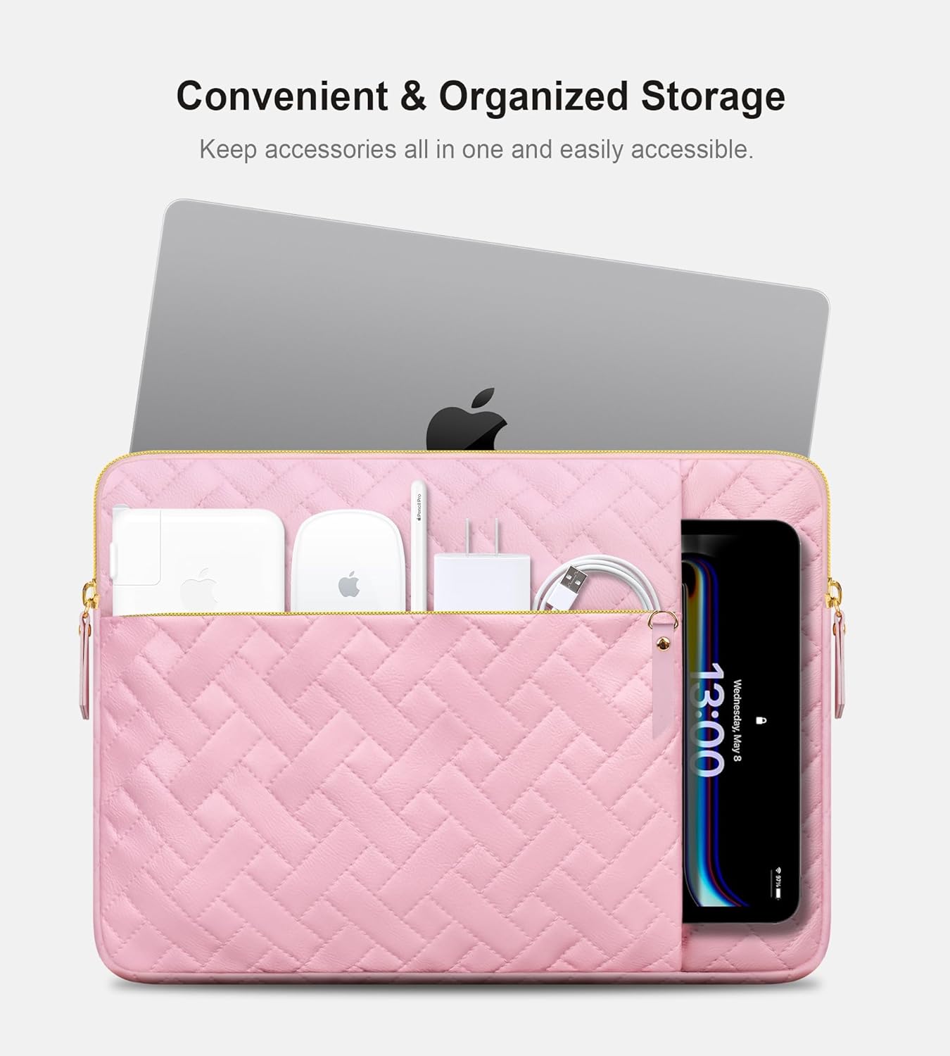 Lacdo 13 Inch Laptop Sleeve Case for 13 inch New MacBook Air M4 A3240 2025, M3 A3113, M2 A2681, M1 A2337 A2179 A1932 2024-2018 | 13" MacBook Pro M2/M1 A2338 A2251 A2289 Computer Bag, Sakura Pink