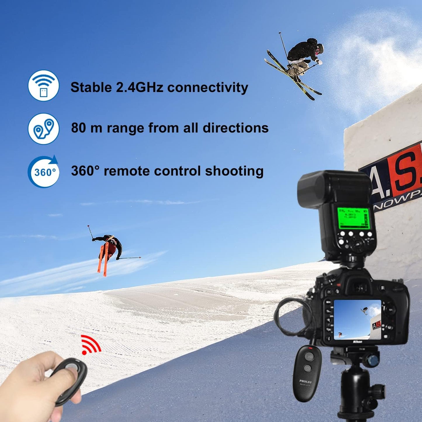 PHOLSY for Nikon remote shutter release N8 Camera Remote Control for Nikon Z8 Z9 D3 D4 D5 D6 D800 D850 D810 D700 D500 D300 D200 F6 F100 F5 F90 N90s D1X D2H D3X Fuji S5 S3 Pro Replaces Nikon MC-36A