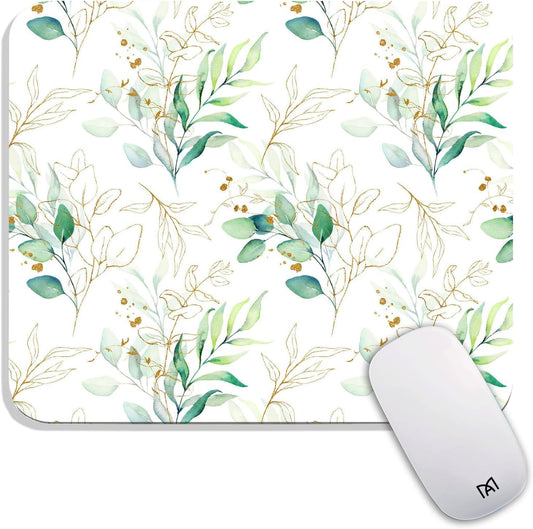 Square Mouse Pad Pretty Leaves, Personalized Premium-Textured Custom Mouse Mat Design, Washable Mousepad Cloth, Non-Slip Rubber Base Computer Mouse Pads for Wireless Mouse