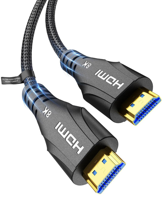 Short HDMI Cable 1.5FT/0.5M - 8K High Speed HDMI Cable,48Gbps,8K 60hz,4K 120hz,Braided,eARC - Compatible for HDTV,PS5,PS4,Blu-ray