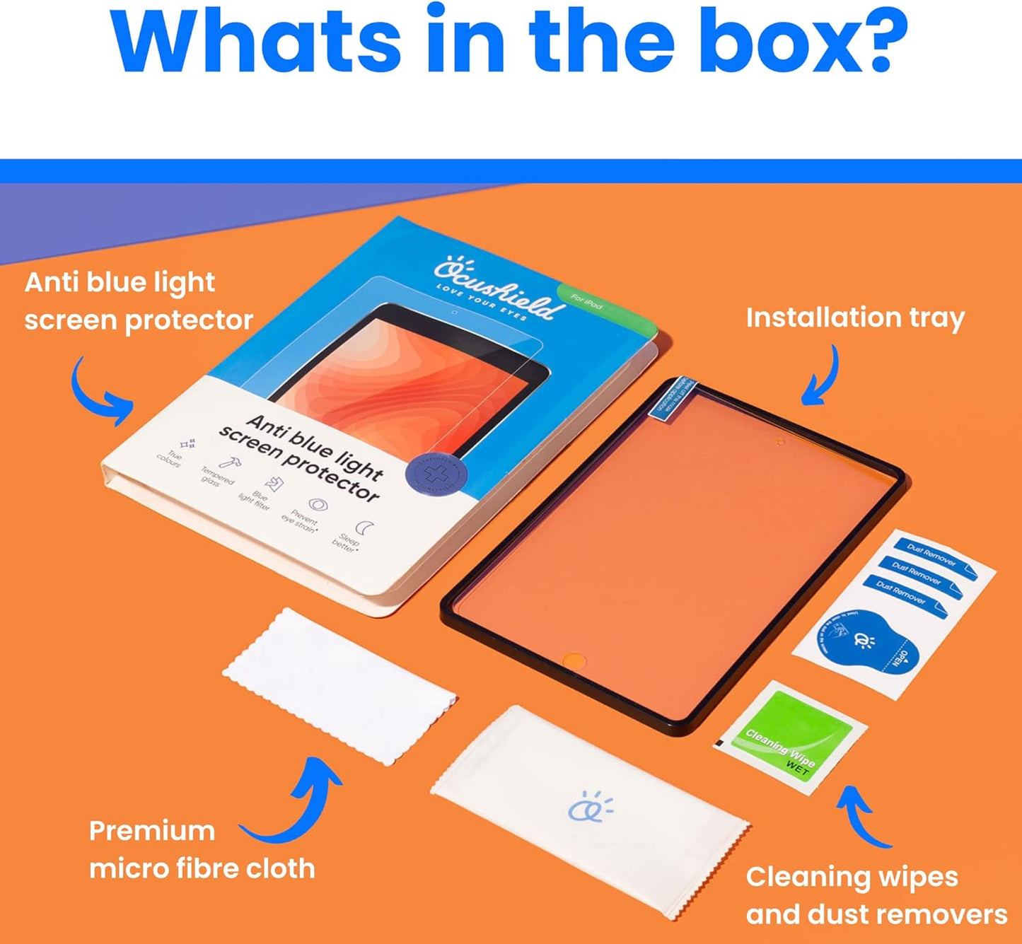 Ocushield Anti Blue Light Tempered Glass Screen Protector for Apple iPad Pro 11" (2018-2022) iPad Air 4/5 (10.9") - Blue Light Filter for iPad - Anti Glare - Protect Your Eyes & Improve Sleep