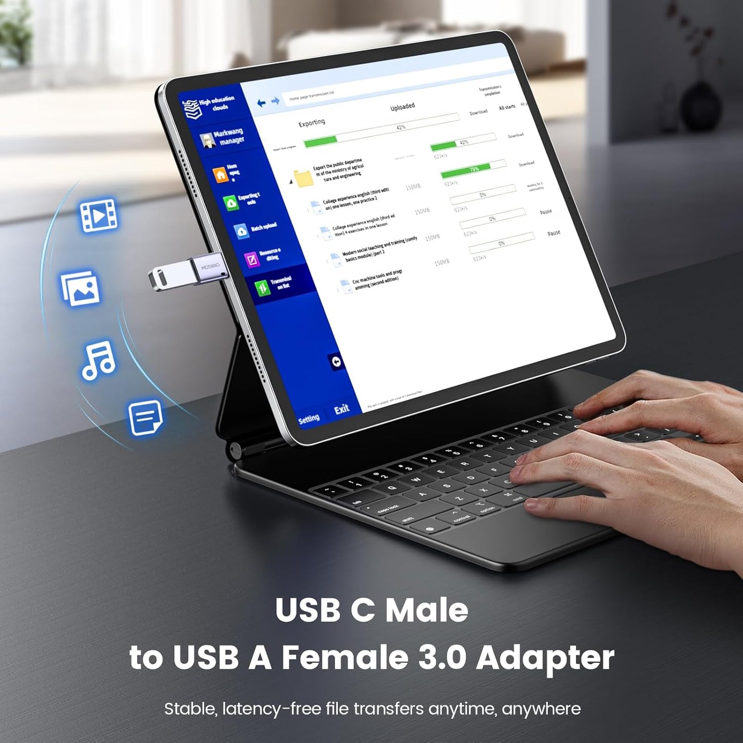 MOSWAG 2 Pack USB C to USB Female Adapter, USB 3.0 to Thunderbolt 3 OTG Adapter Compatible with iPhone 16 15 Max,MacBook Pro Air,Mac,iPad,Microsoft Surface Go,Samsung S24 S23 S22