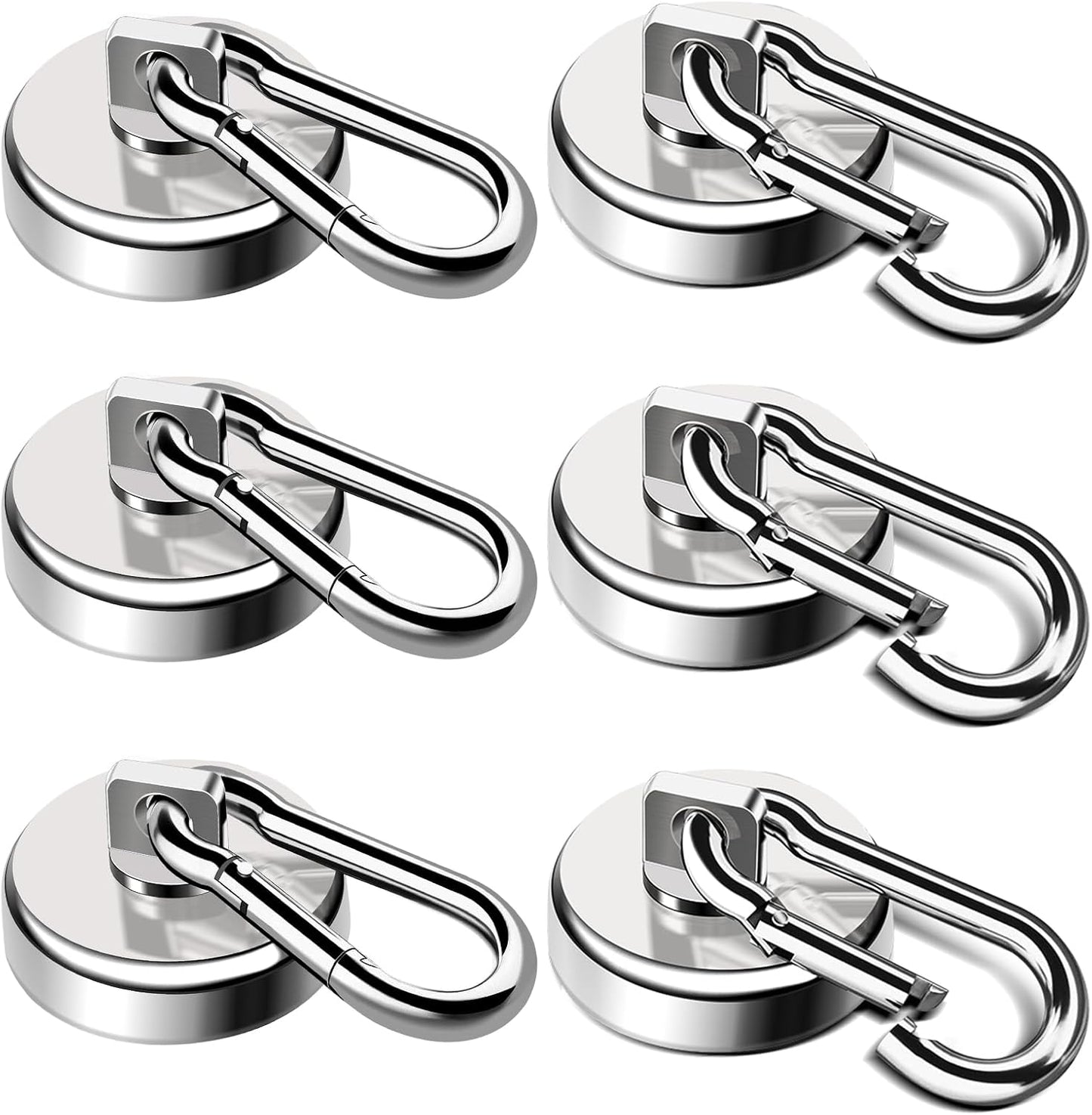 LOVIMAG Magnetic Hooks for Cruise Cabins, 70LBS Swivel Magnet Hooks, Cruise Must Haves with Swivel Carabiner Hook for Hanging, Strong Neodymium Magnets with Hook for Ceiling, Garage Etc-6 Pcs
