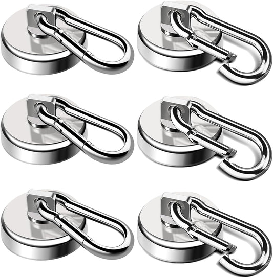 LOVIMAG Magnetic Hooks for Cruise Cabins, 70LBS Swivel Magnet Hooks, Cruise Must Haves with Swivel Carabiner Hook for Hanging, Strong Neodymium Magnets with Hook for Ceiling, Garage Etc-6 Pcs